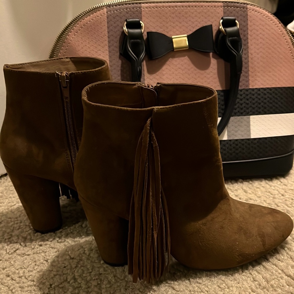 Fun Brown Fringe Booties